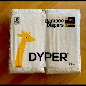 Dyper Bamboo Eco Friendly Compostable Baby Diapers 66 Count Size XS